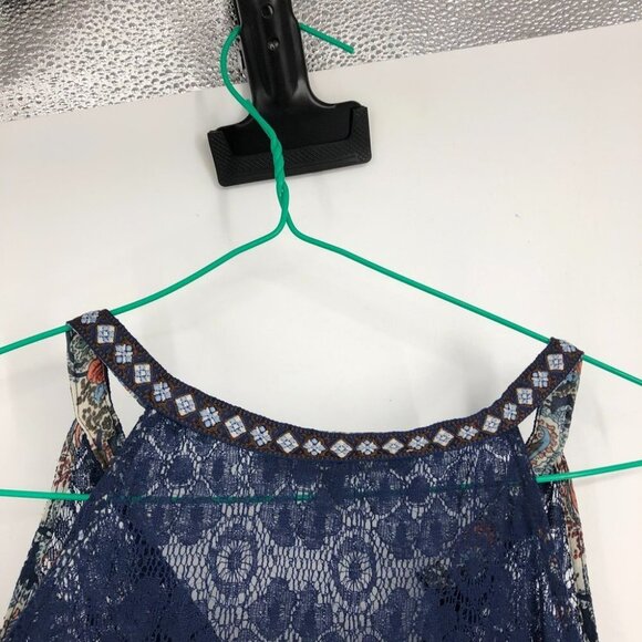 Daniel Rainn paisley navy  coral halter boho maxi dress Medium - Picture 9 of 14